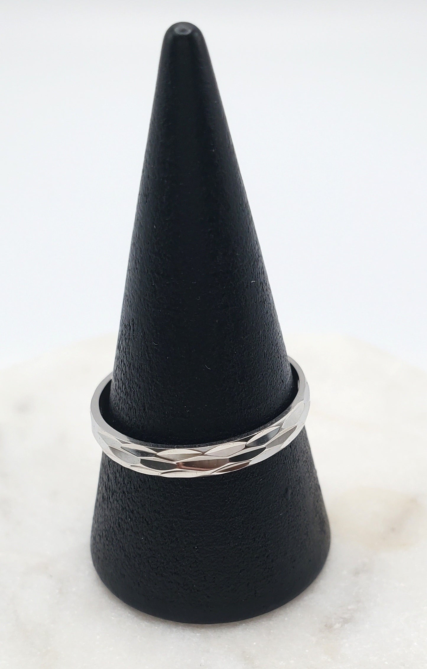 Danna Plain Diamond Cut Sterling Silver Band