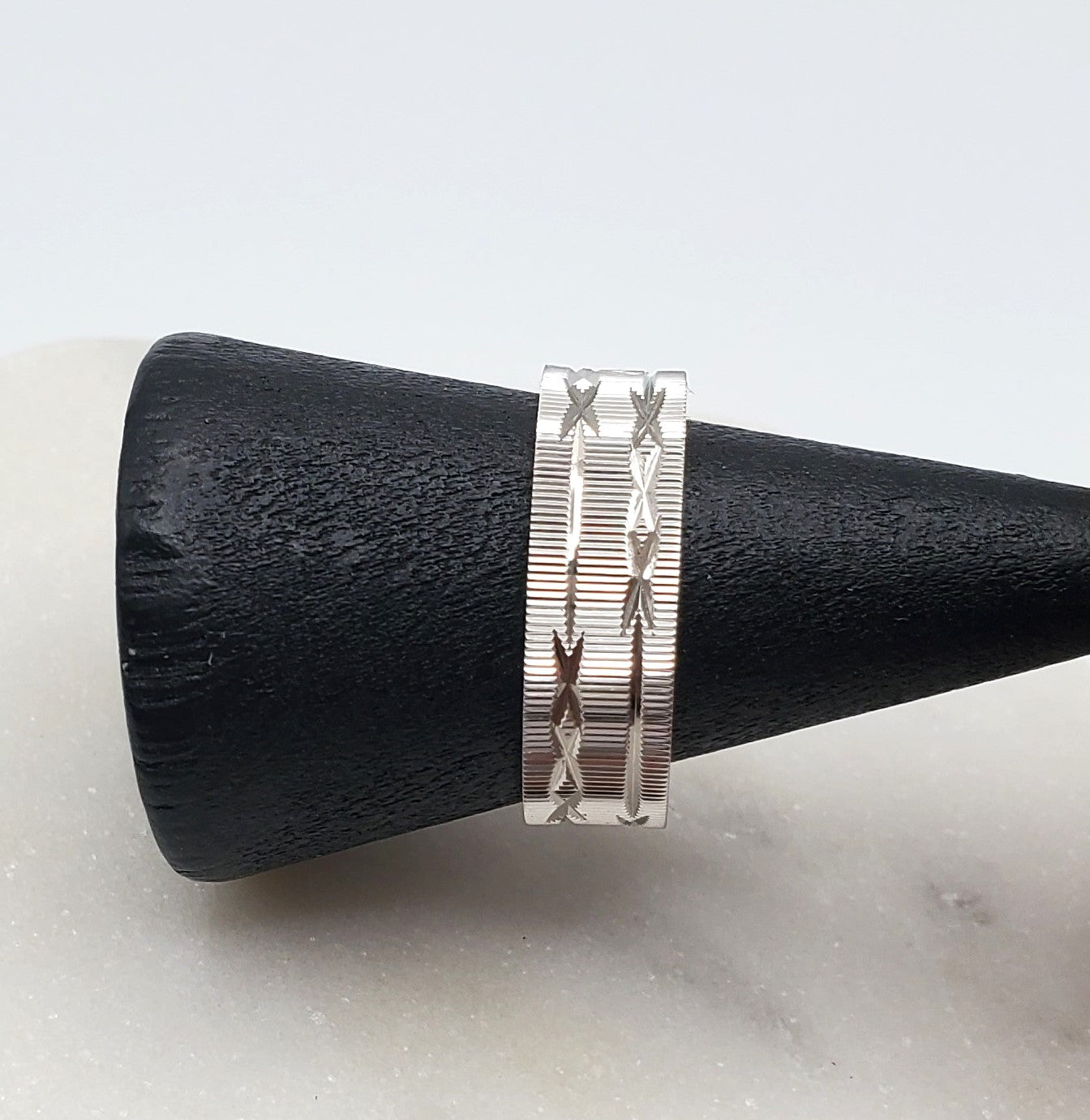 Logan Plain Diamond Cut Sterling Silver Band