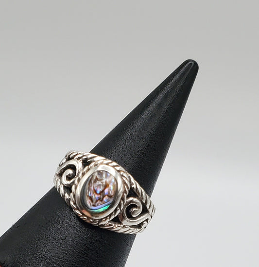 Hazel Abalone Seashell Sterling Silver Ring