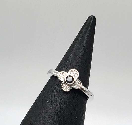 Genesis Colored Stone Flower Sterling Silver Ring