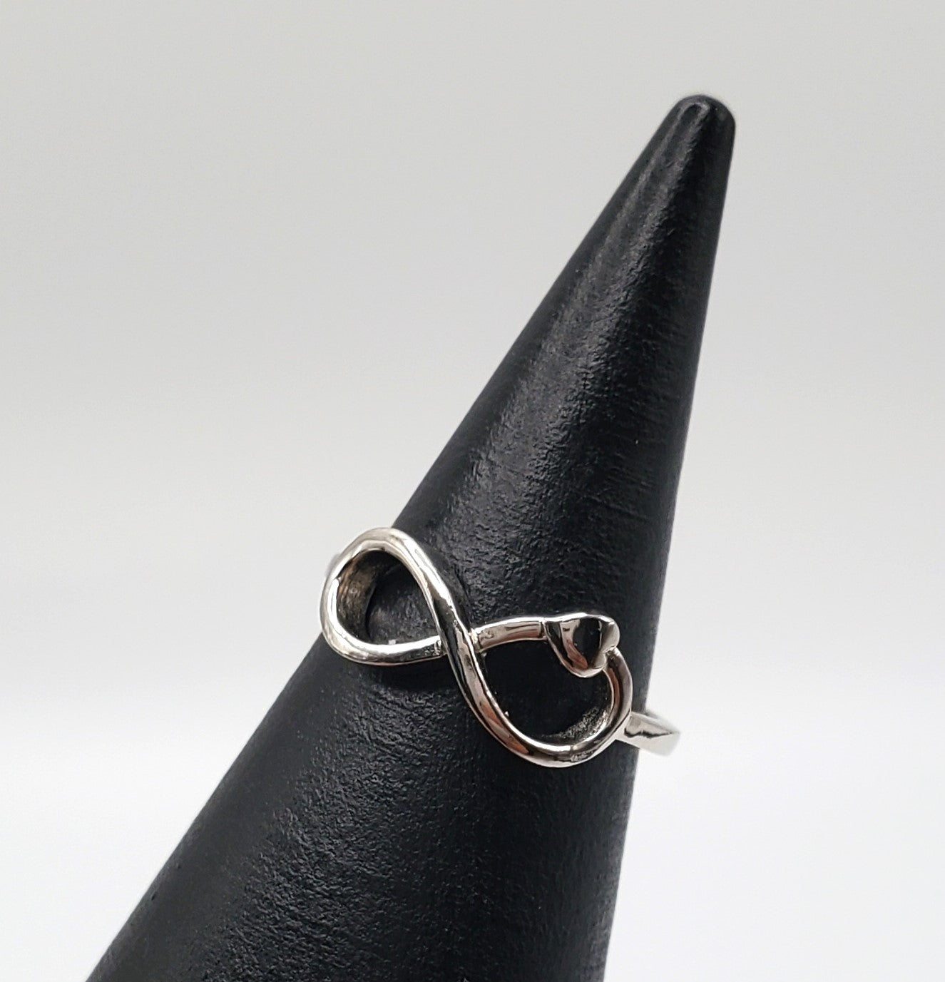 Infinity Heart Plain Sterling Silver Ring