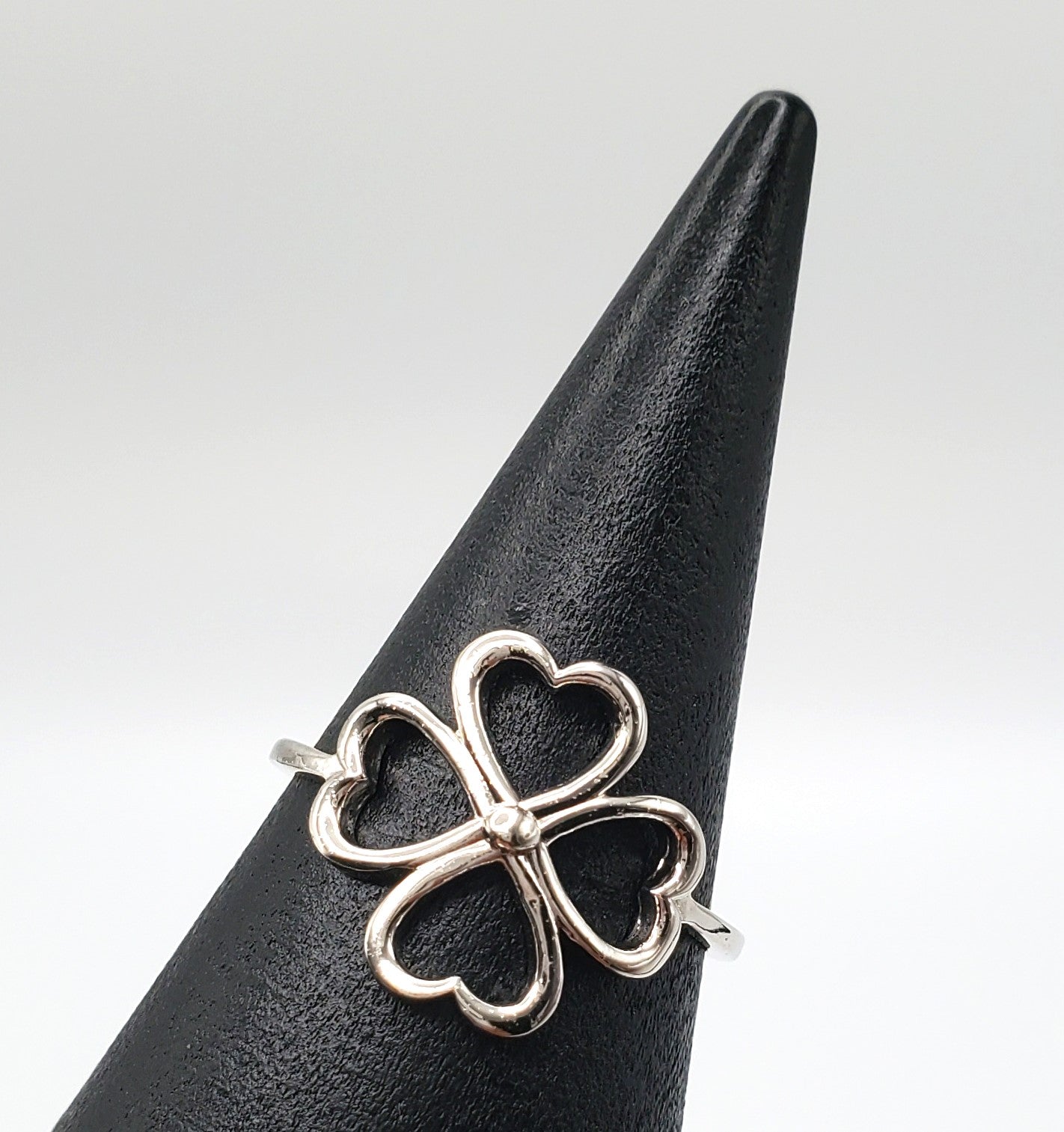 Four Leaf Clover Plain Sterling Silver Ring