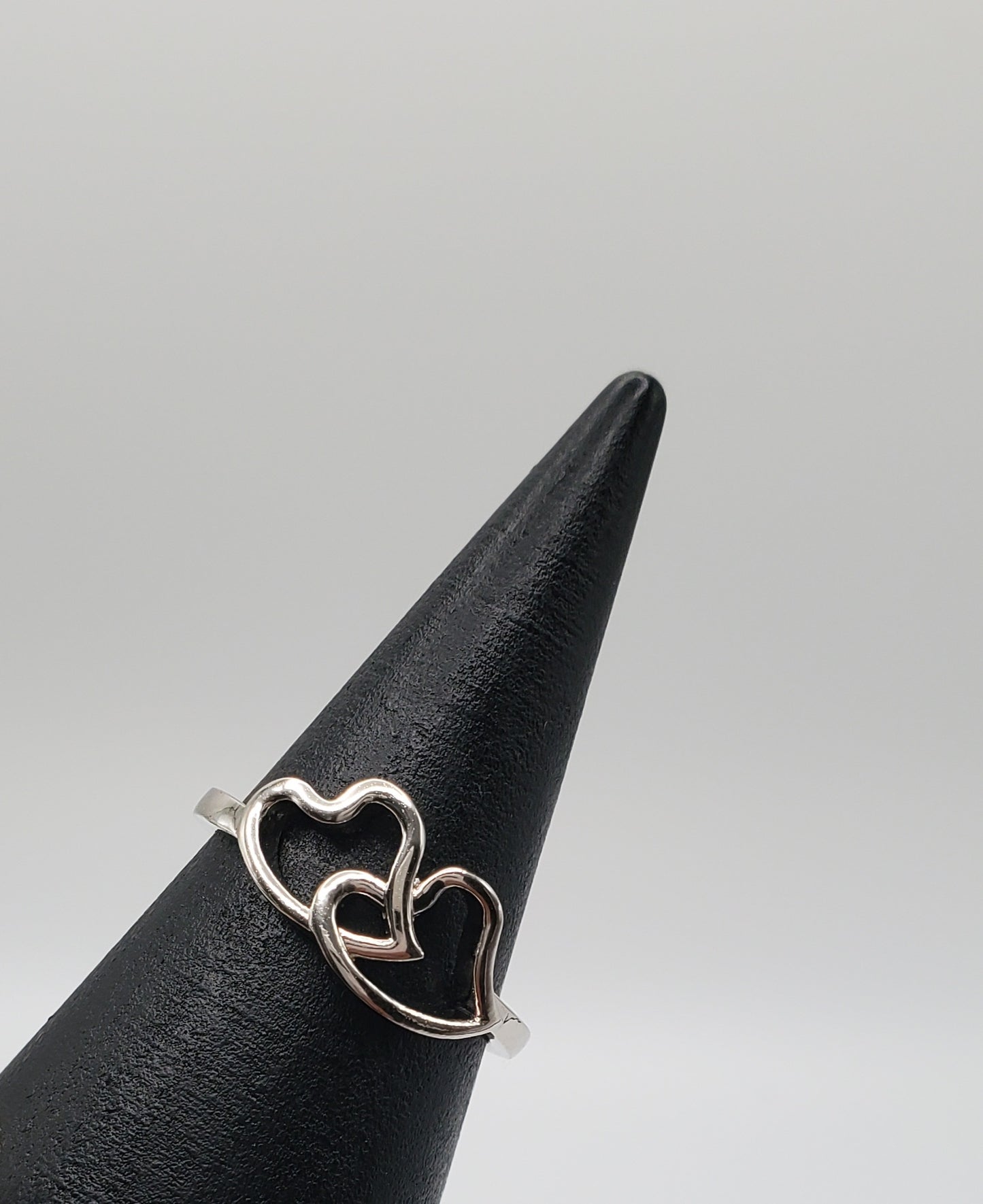 Catalina Plain Double Heart Sterling Silver Ring