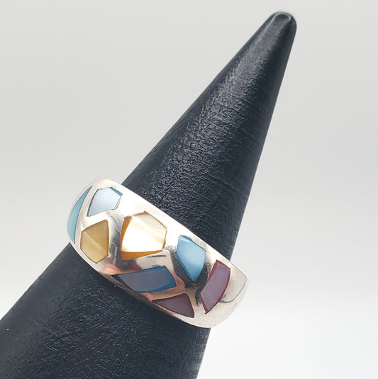 Harper Abalone Seashell Sterling Silver Ring