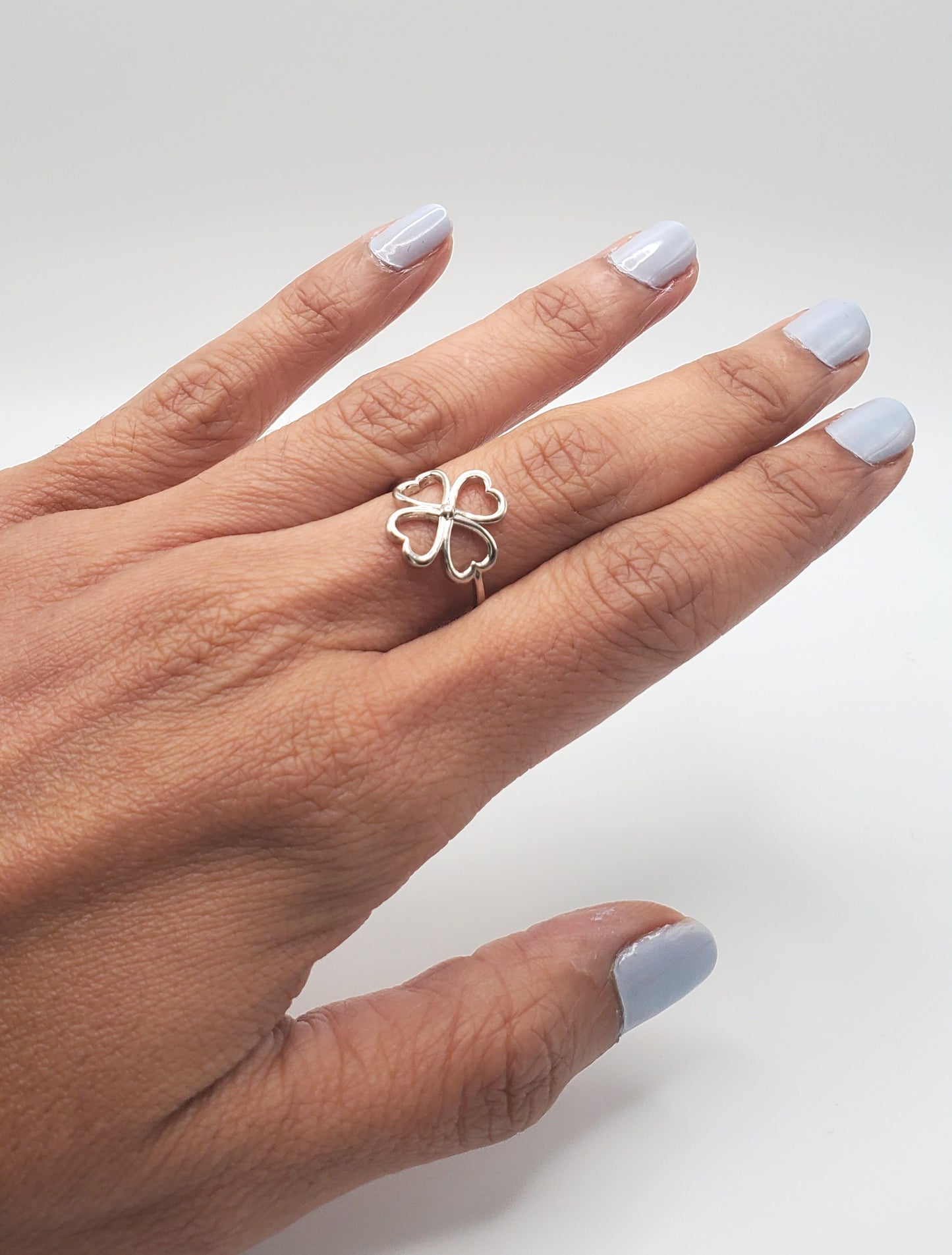 Four Leaf Clover Plain Sterling Silver Ring