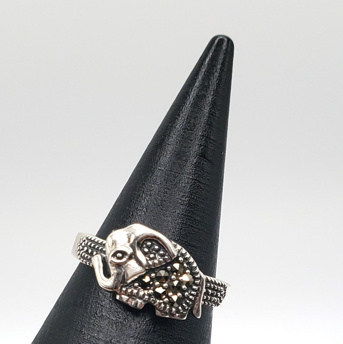 Agatha Marcasite Sterling Silver Elephant Ring