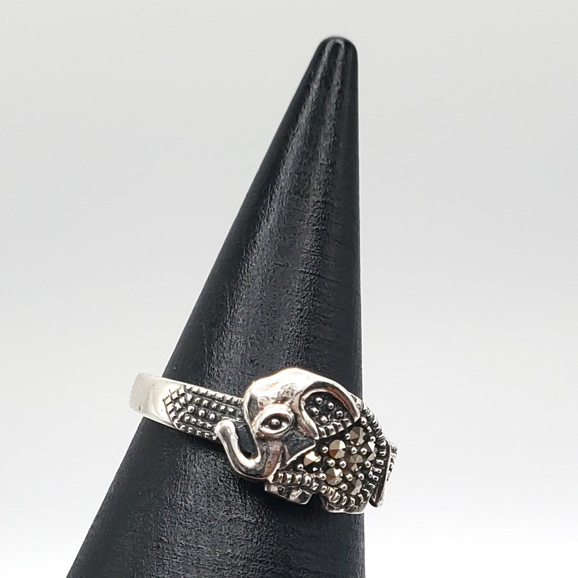 Agatha Marcasite Sterling Silver Elephant Ring