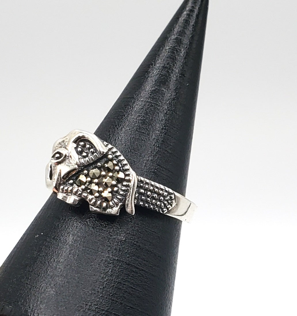 Agatha Marcasite Sterling Silver Elephant Ring