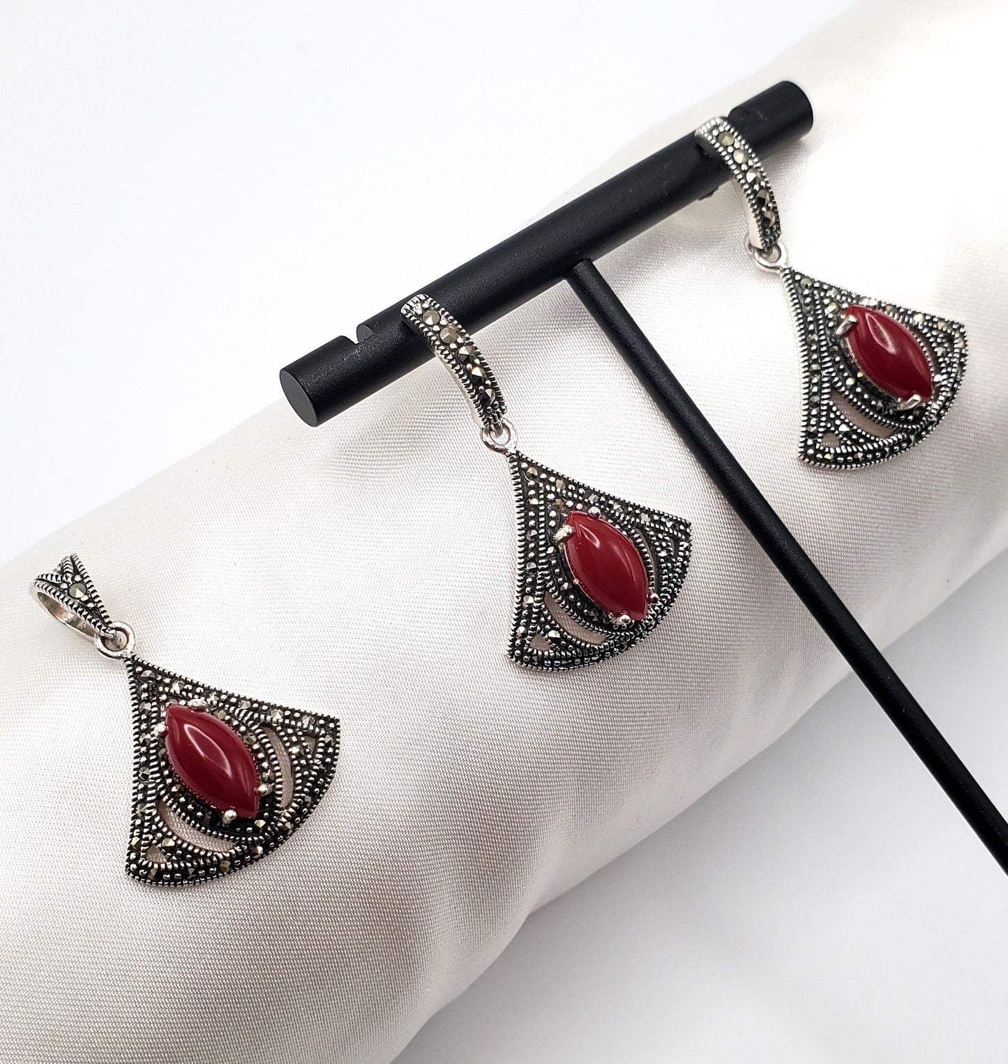 Akane Marcasite Sterling Silver Earrings