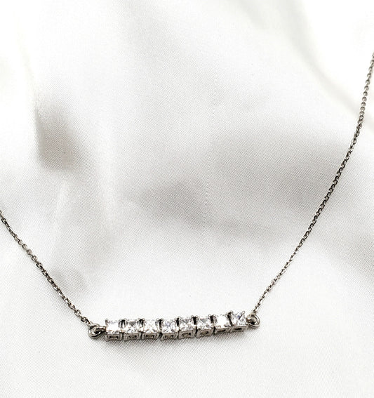 Diamond Stones Silver Necklace