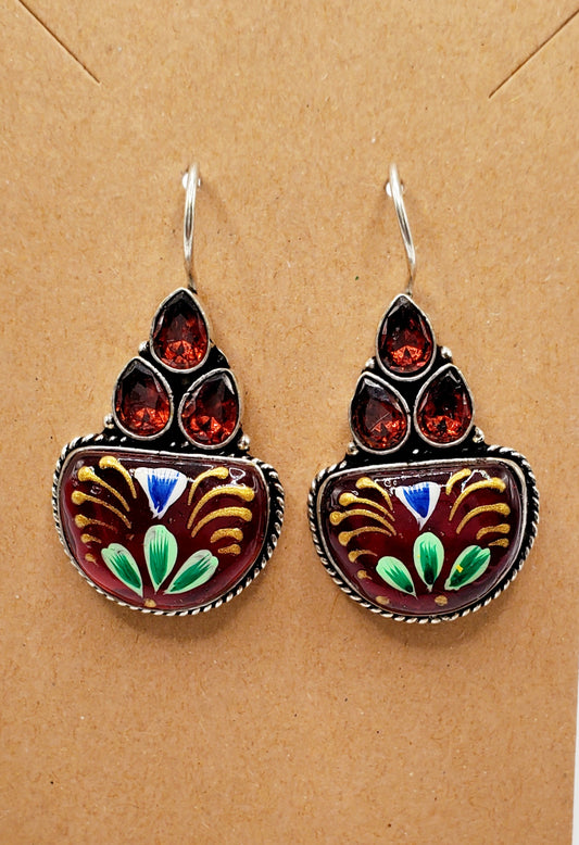 Amaryllis Hand Painted Earrings