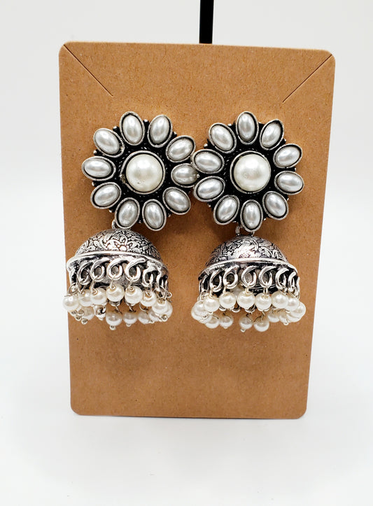 Pearly Flower Jhumki Earrings