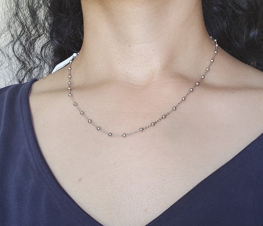 Large Bead Anchor Sterling Silver Chain Necklace